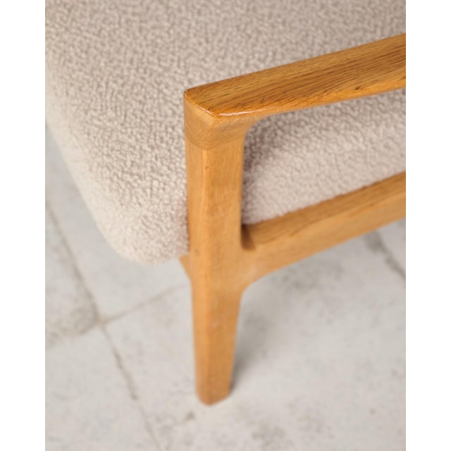 Mid-Century Danish Three-Seater Sofa in Oak with Bouclé Cover by Ole Wanscher for France & Son, 1950s For Sale - Image 11 of 18