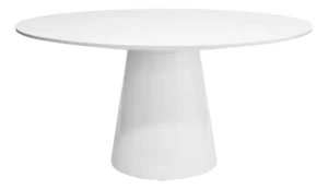 Matthew Izzo Home Hamilton 59" Round Glossy White Lacquer Pedestal Dining Table