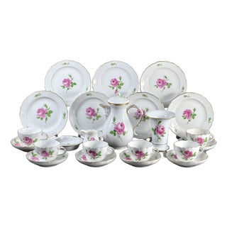 Rote Rose Coffee Service in Porcelain from Meissen, Germany, 1980s, Set of 23 For Sale