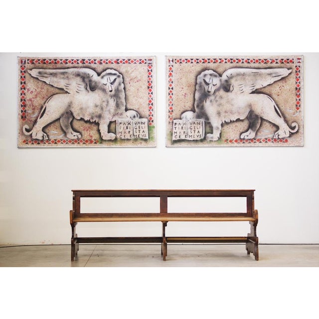 Gothic Church Benches with Pine Wood, Set of 4 For Sale - Image 3 of 18