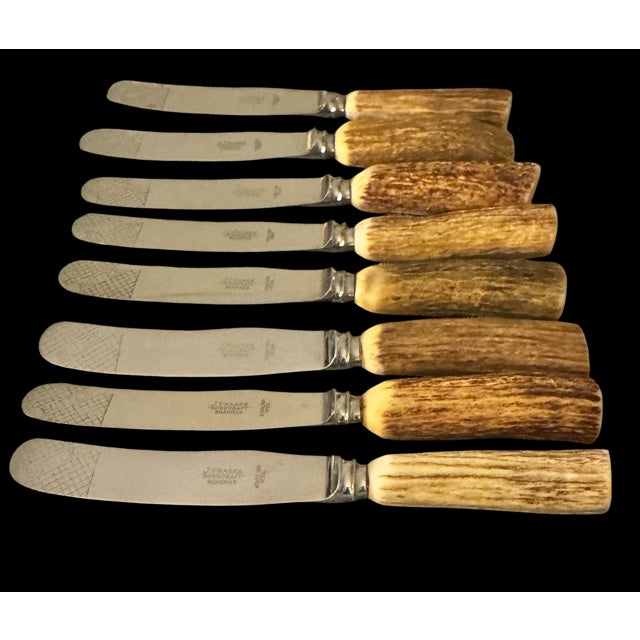 Vintage J Fraser Horncraft of Braemar Scottish Stag Handled Butter Knife m - Set of Eight For Sale - Image 4 of 10