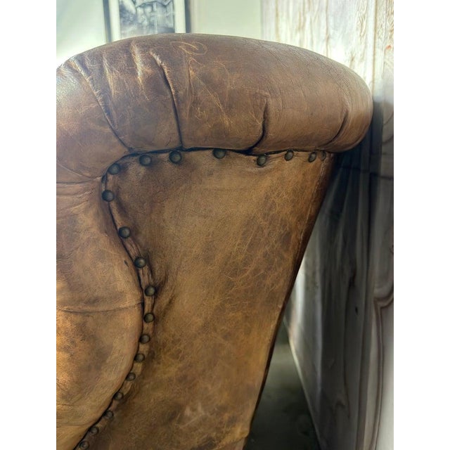Pair of English Library Club Chairs in Hand-Finished Cognac Leather For Sale - Image 10 of 18