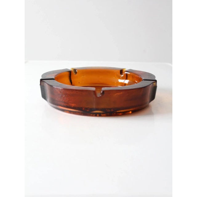 Vintage Amber Glass Eagle Ashtray For Sale - Image 6 of 9