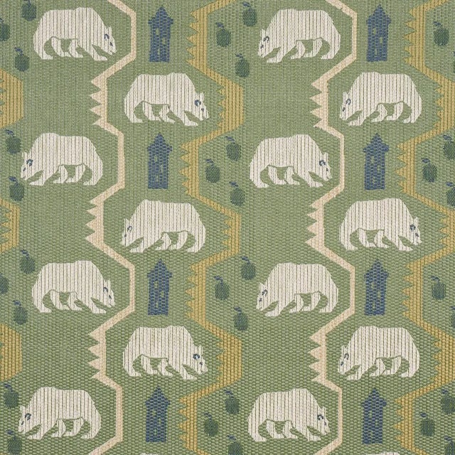 SAMPLE - Schumacher Bear Brigade Fabric In Forest For Sale