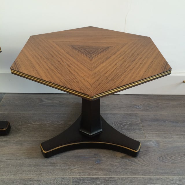 Henredon Hexagonal Walut Side Tables A Pair Chairish
