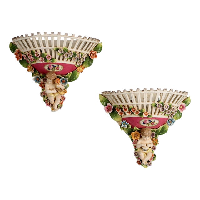 Porcelain Wall Planters, Set of 2 For Sale