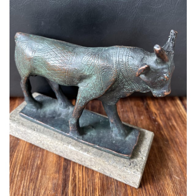 1980s Egyptian Revival Bronze Bull Sculpture, 1980s For Sale - Image 5 of 8