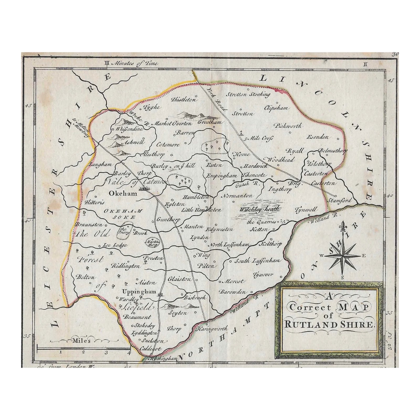 Antique British Map of Rutlandshire England | Chairish