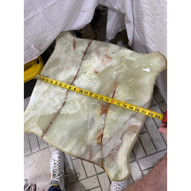 1930s Small French Louis XV Style Golden Wood Alabaster Top Square Side Table For Sale In Atlanta - Image 6 of 6