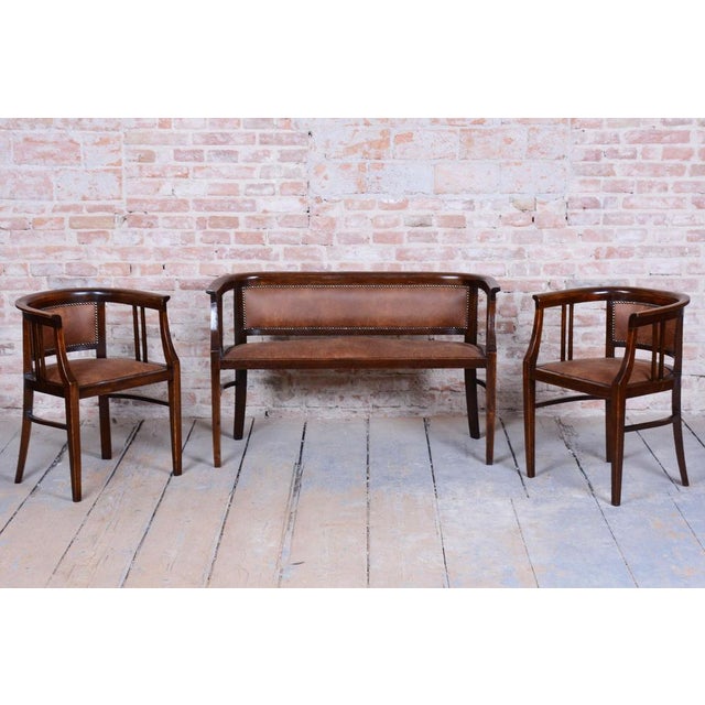 Art Deco Seating Set in Beech, Czech, 1920s, Set of 3 For Sale - Image 3 of 18