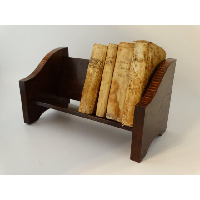 1910 English Oak Inlay Table Top Book Trough Stand Chairish