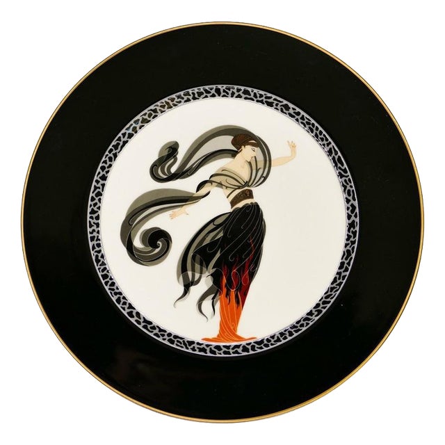 Flames D'Amour Porcelain Plate by Erté, Japan, 1985 For Sale