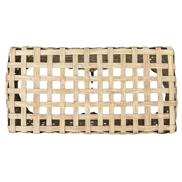 Hand-Woven Oak Splint Basket With Horse Bit Handle by Elizabeth Worley For Sale - Image 12 of 13