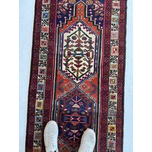 Vintage Ardible in Persimmon, Purples Rug - 2.6 X 10.9 For Sale - Image 4 of 4