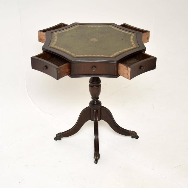Vintage Georgian Leather Top Drum Table, 1950 For Sale - Image 3 of 7
