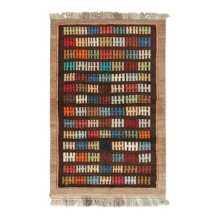 1950s Vintage Qashqai Persian Gabbeh Rug With Vibrant Geometric Pattern by Rug & Kilim For Sale