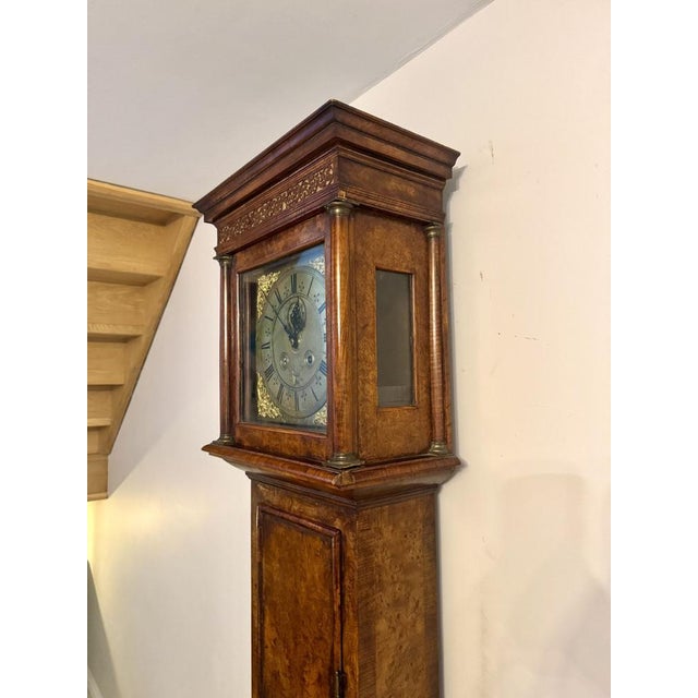 Metal Burr Walnut Longcase Clock by Henry Massy, 1710 For Sale - Image 7 of 9