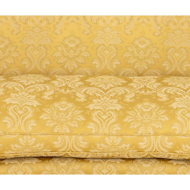 Louis XV Yellow Silk Damask Upholstered Walnut Sofa For Sale - Image 12 of 12