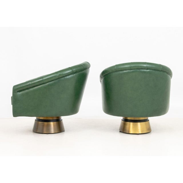 Animal Skin Borgade Green Leather Swivel Tub Chairs, Pair For Sale - Image 7 of 7