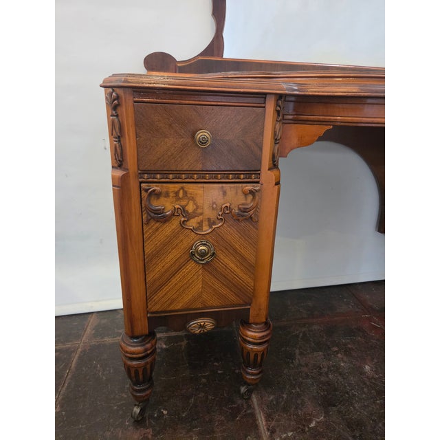 Antique 1920s Victorian Spanish Revival Vanity Walnut For Sale - Image 9 of 12
