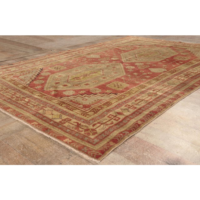 Red Vintage Turkish Oushak Rug, 05'04 X 08'00 For Sale - Image 8 of 10