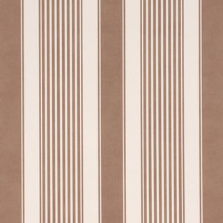 Sample - Schumacher Summerville Stripe Wallcovering In Umber For Sale