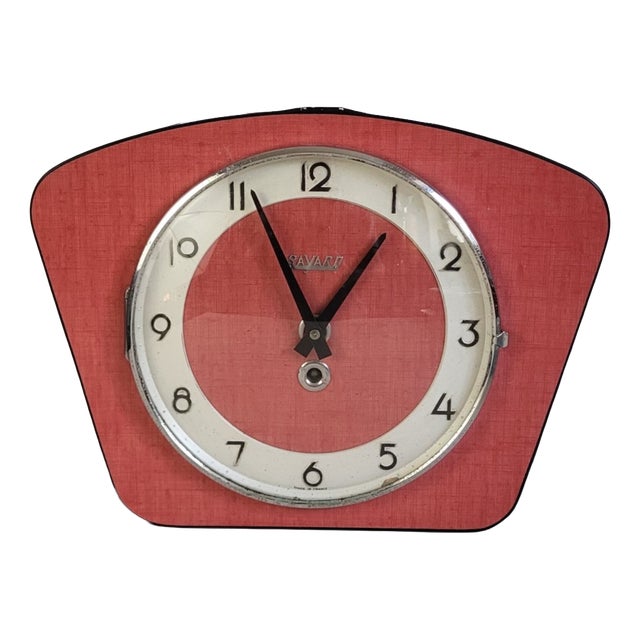 Kitchen Clock in Red Formica from Bayard, 1950s For Sale