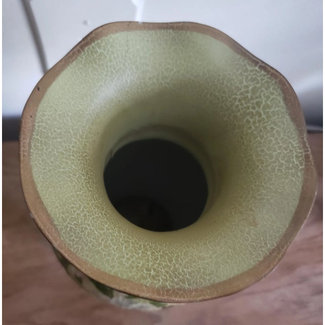 Mid-Century Modern Vintage 1970s Hand Crackled Painted Ceramic Vases - a Pair For Sale - Image 3 of 6