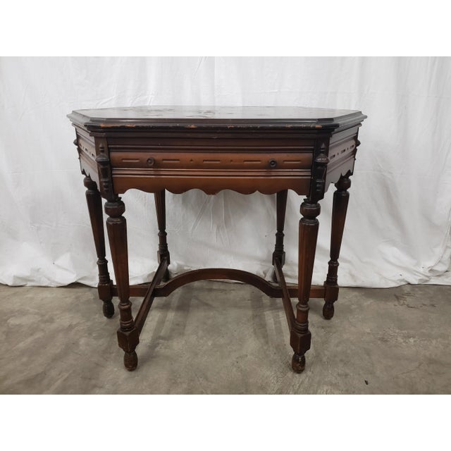 This is an antique Atwater Kent Golden Voice Radio table made by Kiel. It measures approximately 36.75" wide by 25" deep...