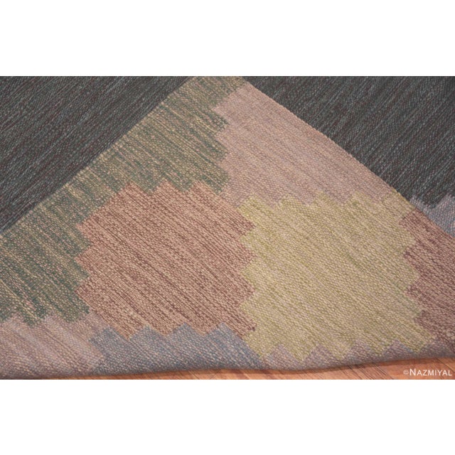 Textile Geometric Vintage Inspired Swedish Kilim Rug For Sale - Image 7 of 7