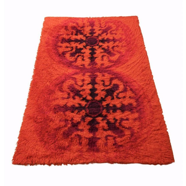 Orange Mid-Century Modern Axminster Orange Flokati Rug in Wool, United Kingdom, 1970s For Sale - Image 8 of 8