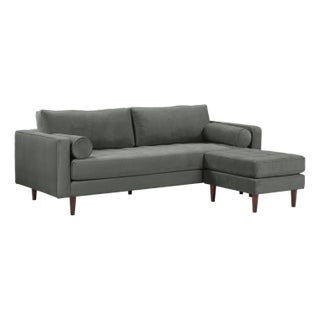 Cave Ash Gray Velvet Cave 2-Piece Performance Sectional For Sale