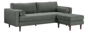 Cave Ash Gray Velvet Cave 2-Piece Performance Sectional