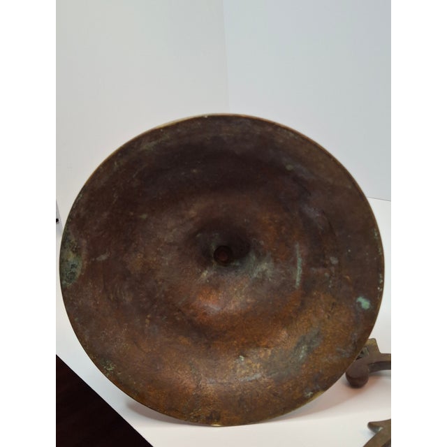19th C. Polish Bronze Sabbath Candelabrum Star of David Finial Large 18" Rare For Sale - Image 11 of 18
