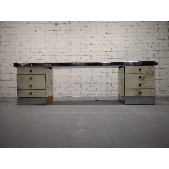Impressive Large White Designer Vintage Mid Century Desk Foyer