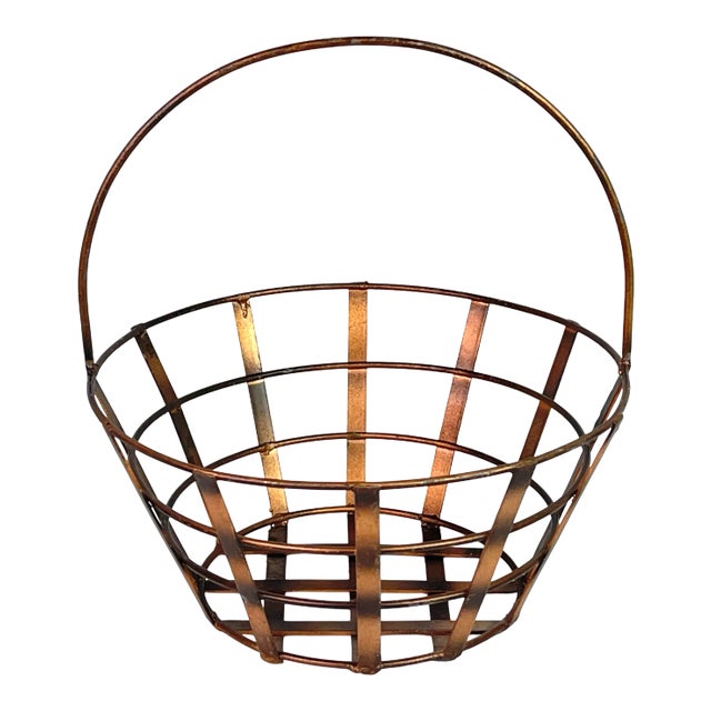 Distressed Bronze Copper Style Metal Basket For Sale