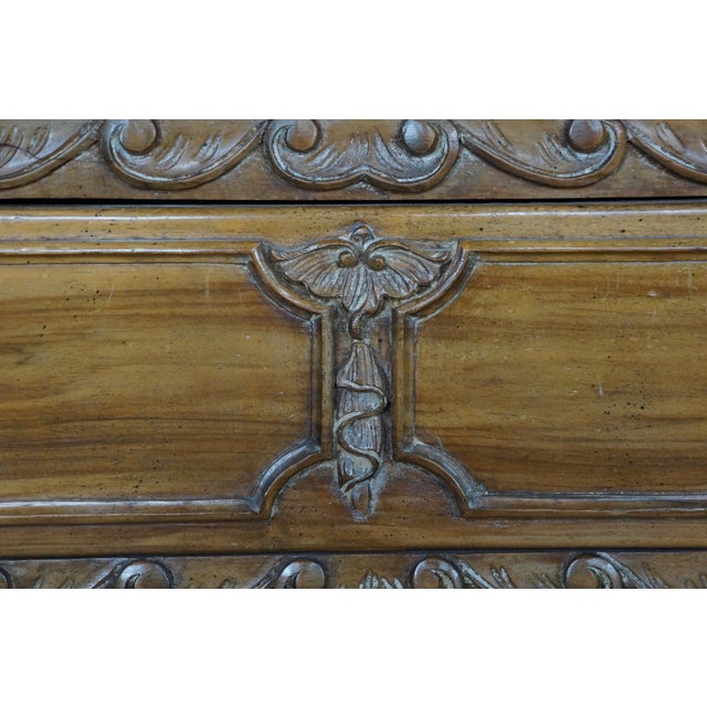 Vintage Italian French Country Louis XV Carved Walnut Commode Chest Dresser For Sale - Image 10 of 18