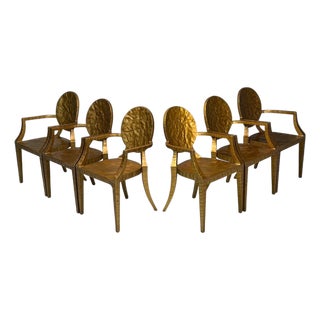 Made Goods, Hammered Gilt Iron, Daphne Dining Chairs, Philippines, 21st C. - Set of 6 For Sale