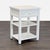 The nightstand features a drawer, fixed shelf and open shelves. It is crafted of solid pine with a hand-applied finish....