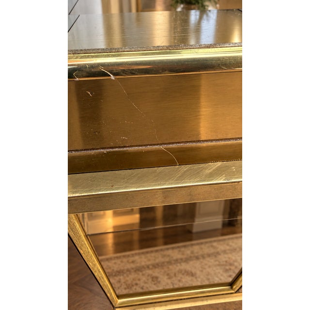 Attributed to Mastercraft Neoclassical Brass & Glass Illuminated Display Cabinet For Sale - Image 16 of 17