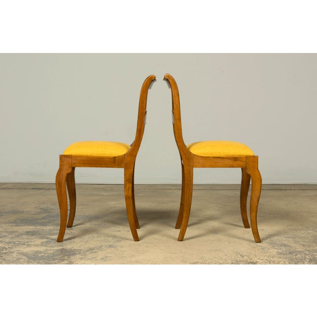 Set of 10 Mid-19th C. French Louis Philippe Walnut Dining Chairs in Yellow Linen For Sale - Image 16 of 18