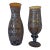 Pair of Antique Bohemian Amber Glass Vases With Elaborate Silver-Plated Filigree & Imperial Double-Headed Eagle Mounts (C. 1900) For Sale