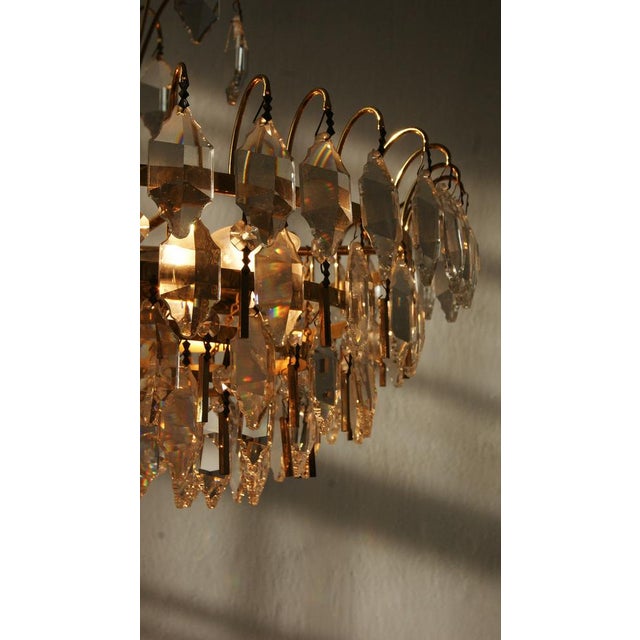 Gold Large Crystal Glass Ceiling Lamp from Palwa For Sale - Image 8 of 11