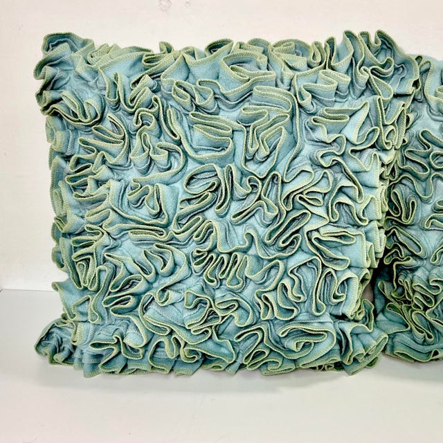 1980s Vintage Boho Chic Hollywood Regency Wool Decorative Pillows - A Pair For Sale - Image 9 of 10