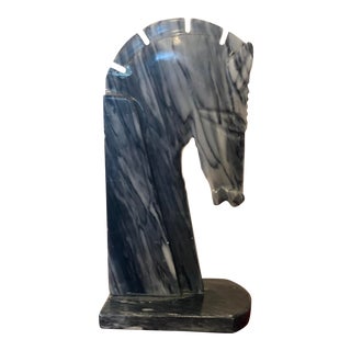 Vintage Marble Horse Head Single Bookend For Sale