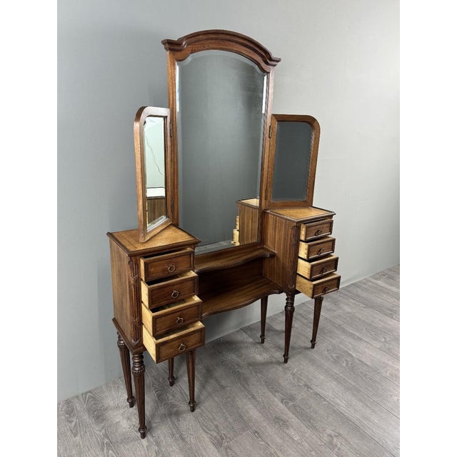 20th Century Louis XVI Dressing Table with Triptych Mirror For Sale - Image 11 of 13