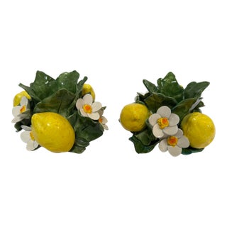 Capodimonte Lemon Candles Holders, Set of Two For Sale