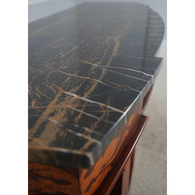 Brown Henredon Inlaid Mahogany Marble Top Console Sideboard For Sale - Image 8 of 18