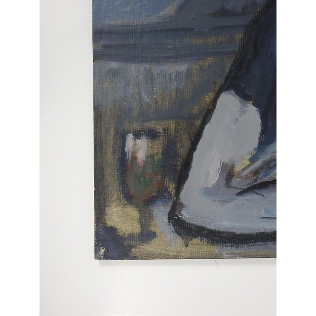 Mid 20th Century Mid 20th Century Woman in Gray Painting For Sale - Image 5 of 9