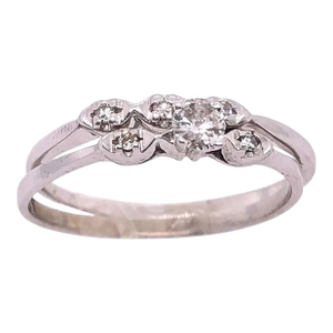14 Karat White Gold Diamond Two-Piece Set Ring Wedding Engagement Ban